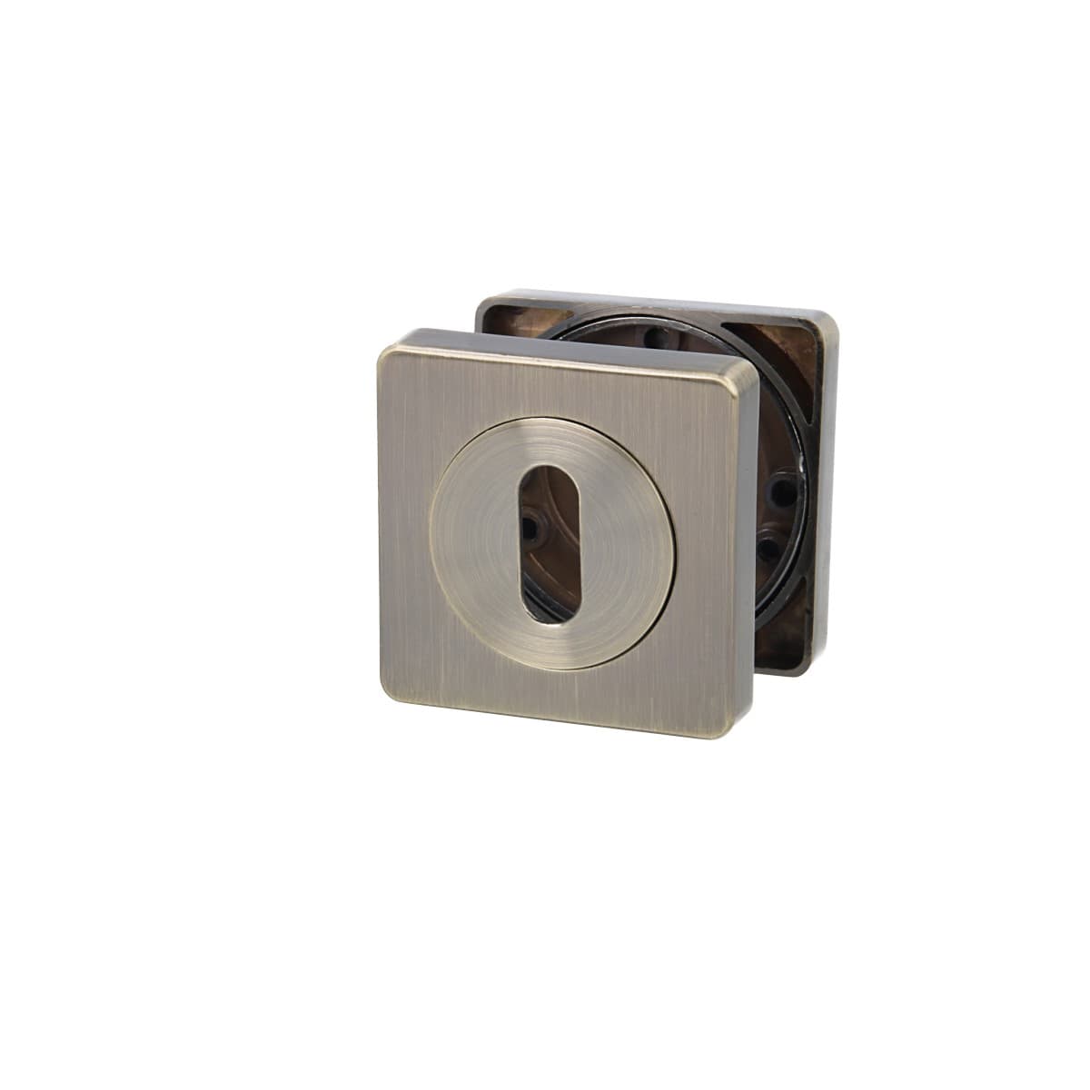 Brünierte Türrosetten Bb Eckig 52x52mm - Metall Rosettenpaar Schlüsselrosetten