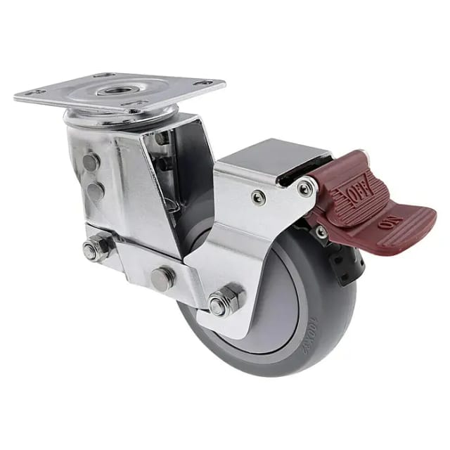 Wagner Ro 0910 Transportgeräte Lenkrolle, Schwerlastrolle Möbelrolle Industrie, Stoßdämpfend, Tpr Grau 100 Mm 120 Kg, Industriestahl, Kugellager, Feststeller