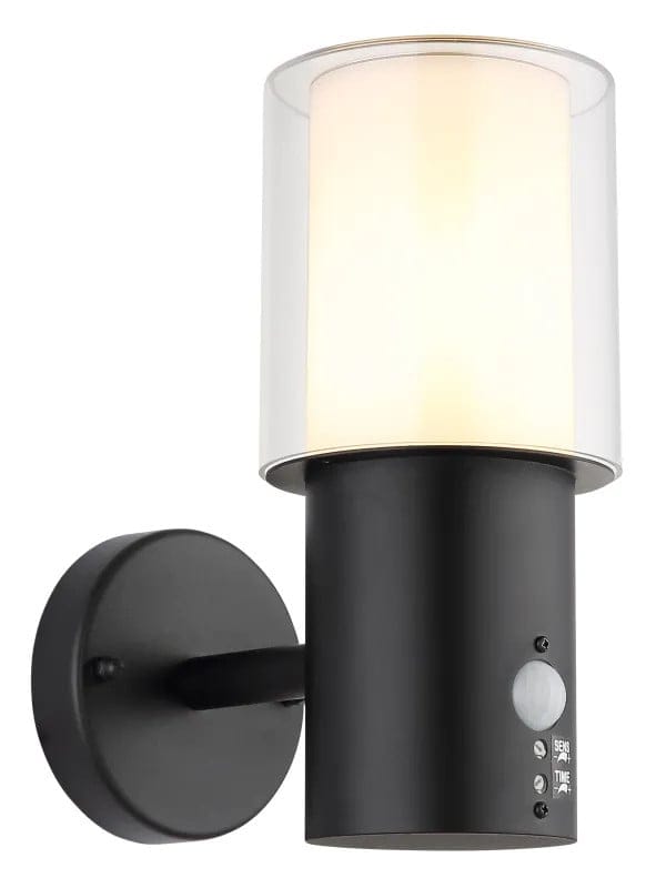 Außenwandleuchte Fassadenlampe Edelstahl Schwarz Kunststoff Sensor Ip44 H24.5 Cm
