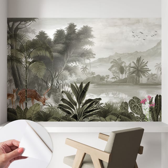 Fototapete Selbstklebend - Wanddekoration - Wandfolie - 3d Tapete Wand - Wohnungsdeko Tropische Oase 104x70 Cm