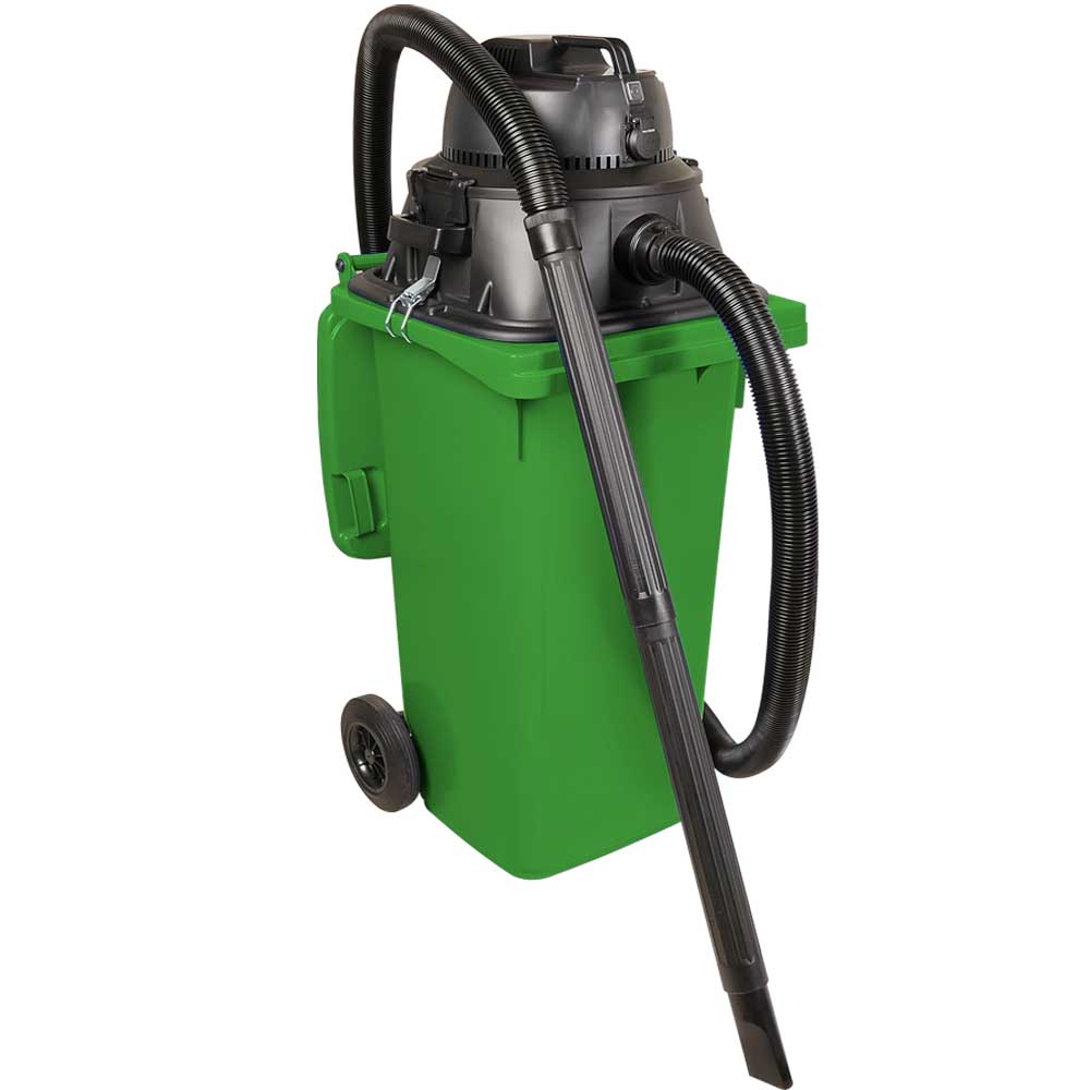 Brb Nass-/trockensauger/industriesauger 1100 Watt, Mit 120 Liter Behälter (din Mülltonne) Grün, Inkl. Zusätzl. Steckdosenanschluss