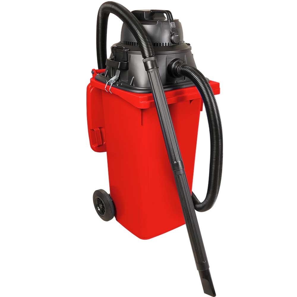 Brb Nass-/trockensauger/industriesauger 1100 Watt, Mit 120 Liter Behälter (din Mülltonne) Rot, Inkl. Zusätzl. Steckdosenanschluss