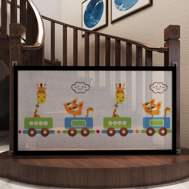 Treppenschutzgitter, Ausziehbares Bedrucktes Treppenschutzgitter (l 134 Cm, H 85 Cm), Verstärktes Treppenschutzgitter, Abnehmbares Treppenschutzgitter Für Kinder