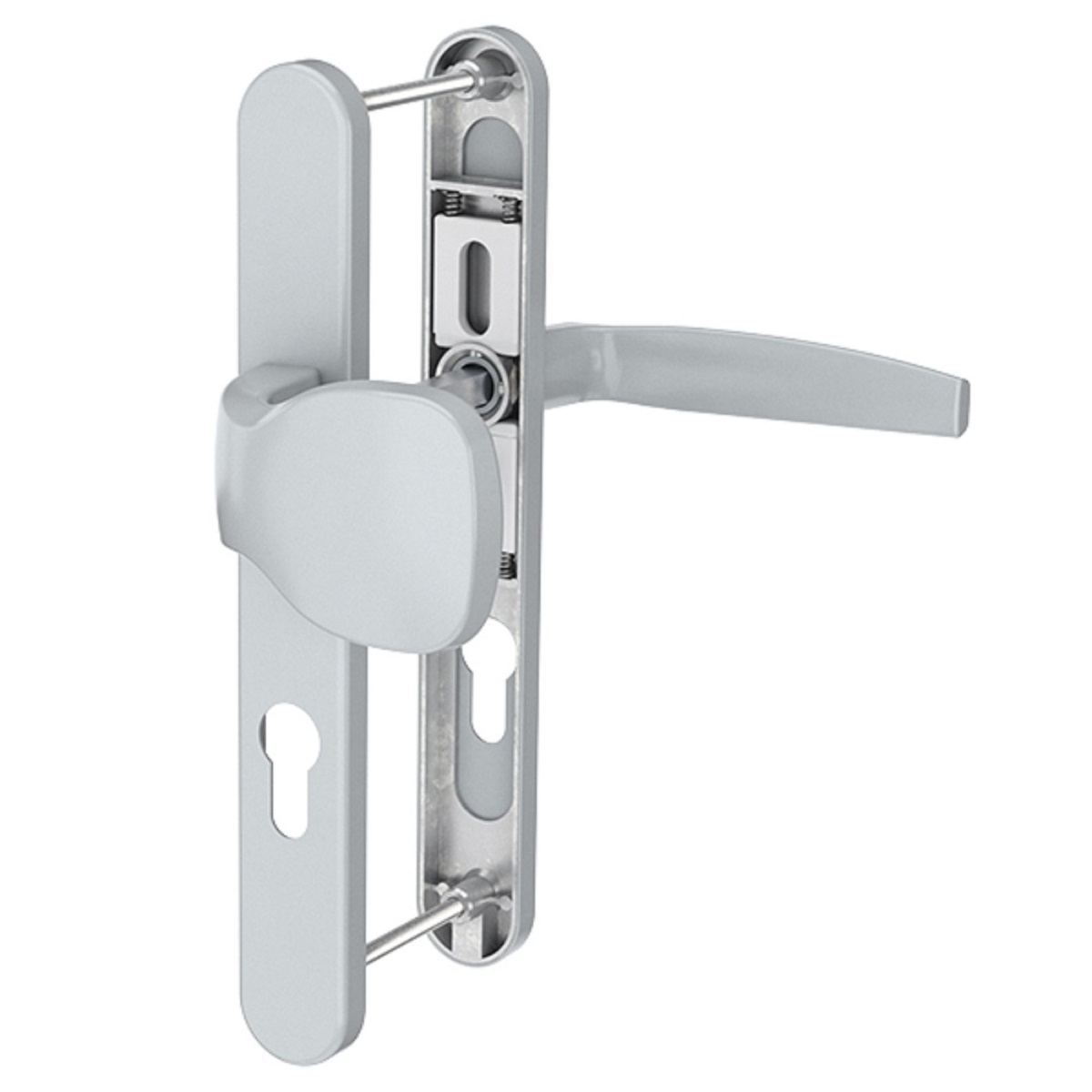 Langschildgarnitur Aluminium Schmalrahmengarnitur 92mm Silber Pz Lochung Türdrücker Knopf/drücker 71-86mm Nein