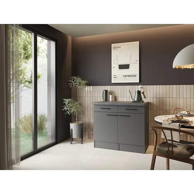 Sideboard Küchenschrank Schublade 100 Cm Grau Matt Oliver Respekta