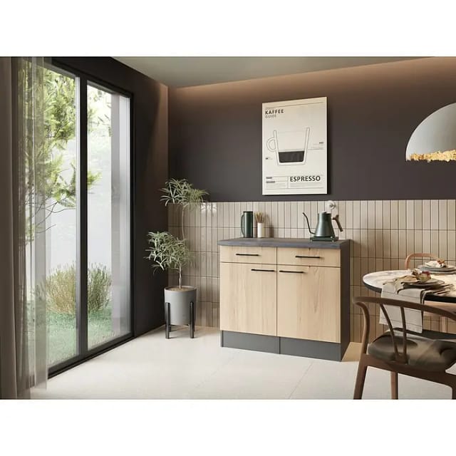 Sideboard Küchenschrank Schublade 100 Cm Artisan Eiche Grau Oliver Respekta