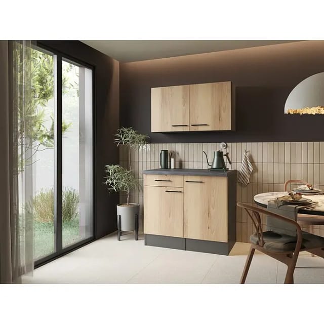 Buffetschrank Küchenschrank Oberschrank 100cm Artisan Eiche Grau Oliver Respekta