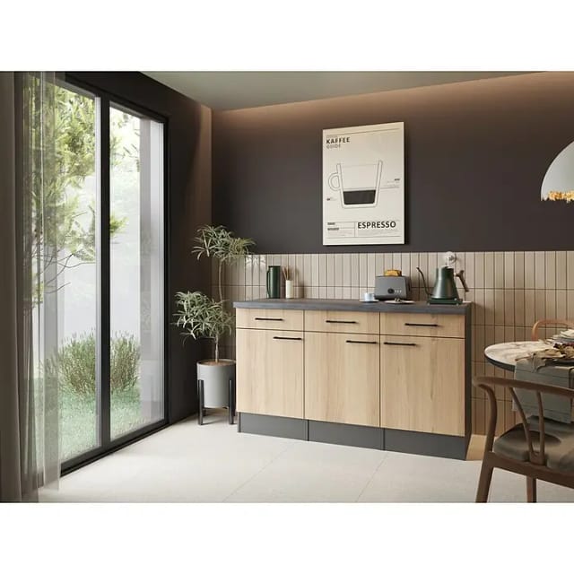 Sideboard Küchenschrank Schublade 150 Cm Artisan Eiche Grau Oliver Respekta