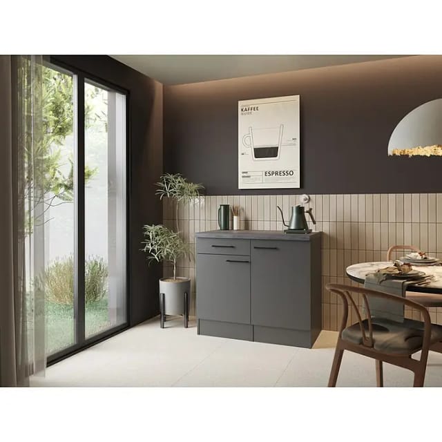 Buffetschrank Küchenschrank Schublade 100 Cm Grau Matt Oliver Respekta