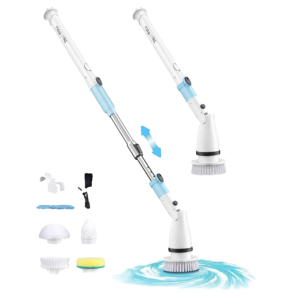 Elektrische Scheuerbürste, Längenverstellbar, Mehrere Reinigungsköpfe, Tasvac Eb5