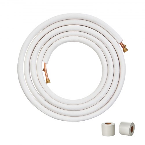 25ft Mini-split-leitungsset, Kupferrohre Mit 1/4 Zoll Und 3/8 Zoll Außendurchmesser Und Dreischichtiger Isolierung, Für Mini-split-klimaanlagen, Kältemittel- Oder Wärmepumpengeräte Und Hvac Mit