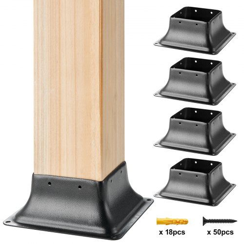 4er-set Aufschraubhülse 153 X 153 X 62 Mm Pfostenträger Kohlenstoffstahl Pfostenschuh Pfosten Pfostenunterlage Bodenhülse Stützenfuß Ideal Für Verandageländern, Pergolen Und Säulen