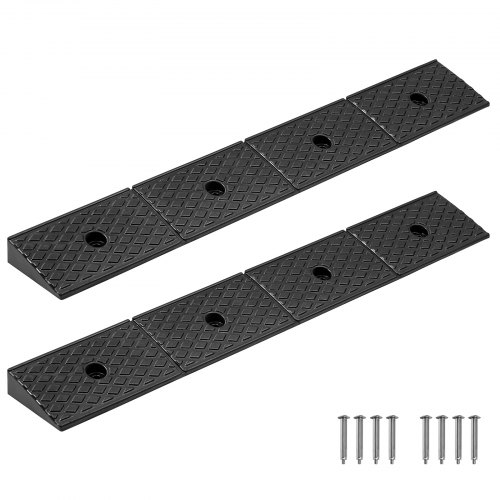 Bordsteinrampe Aus Gummi, 15 T Tragkraft, Auffahrtsrampe 5,08 Cm Hohe, Robuste Schwellenrampe Mit Ablauftank Für Rollstühle, Kinderwagen, Motorräder, Autos, Rasenmäher & Anhänger, 2er-pack
