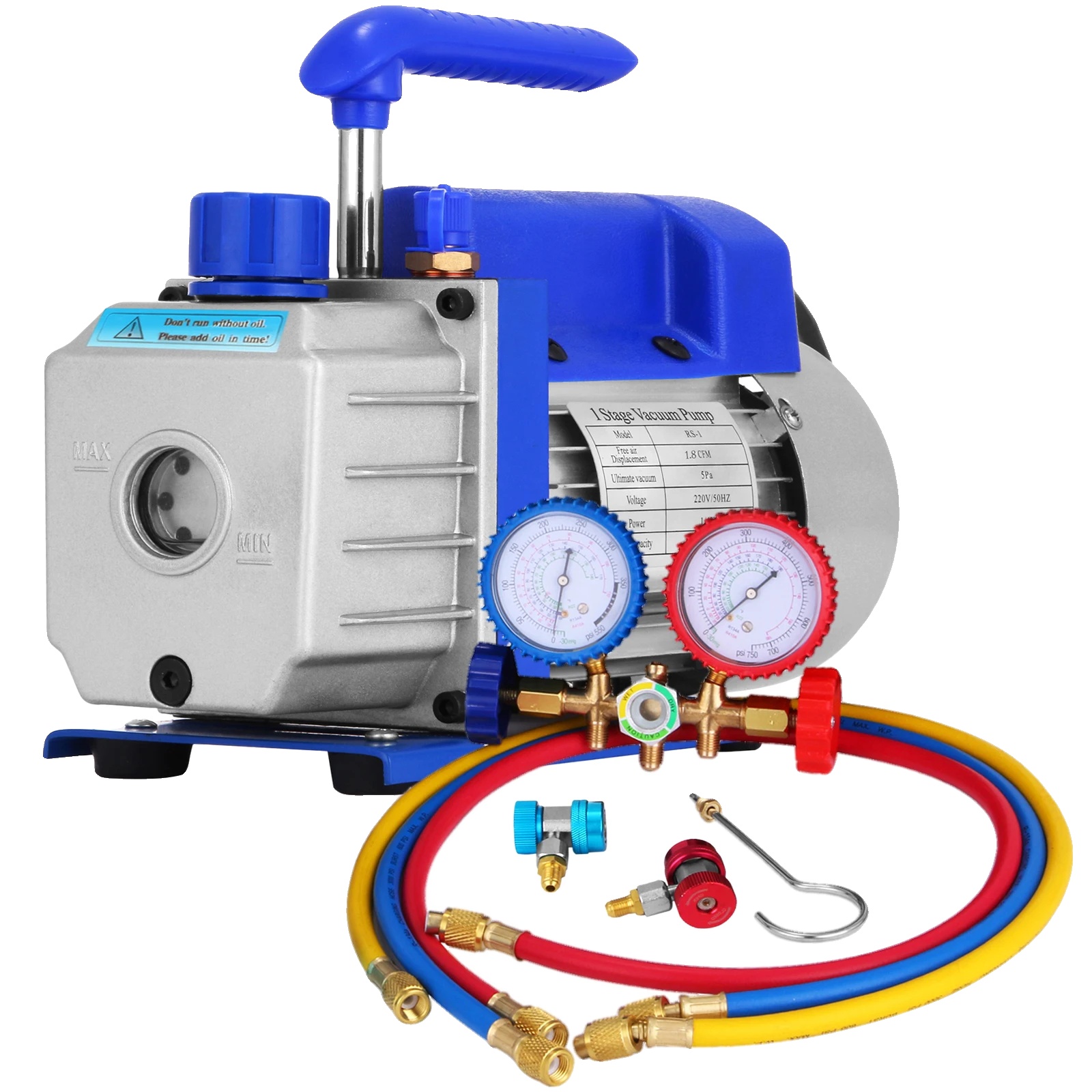 Vakuumpumpe, 1,8 Cfm Freie Luftverdrängung, Inklusive Manometer, 1,8 Cfm, Eu