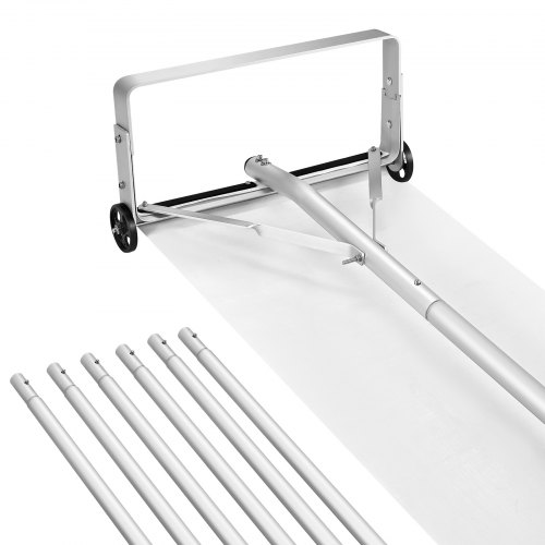 Schnee Dachrechen, 47 Cm Aluminiumklinge, 158-913cm Verstellbarer Schneeschieber Mit Rädern & Gleitschiene, Dachräumer, Schneeräumwerkzeug Zum Entfernen Von Laub & Schnee Auf Hausdächern