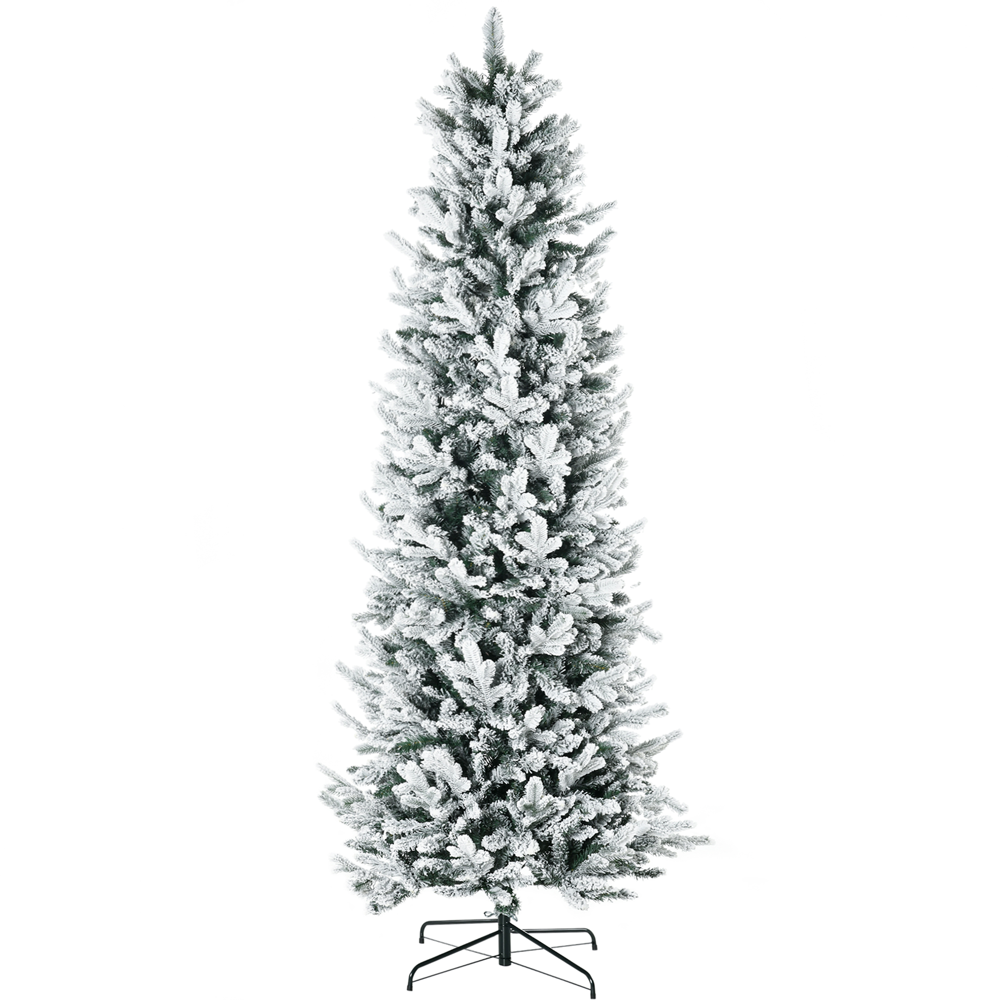 225 Cm Hoher, Schneebedeckter Weihnachtsbaum Mit 988 Zweigen Und Stahlfuß Für Den Innenbereich Mit Automatischer Öffnung