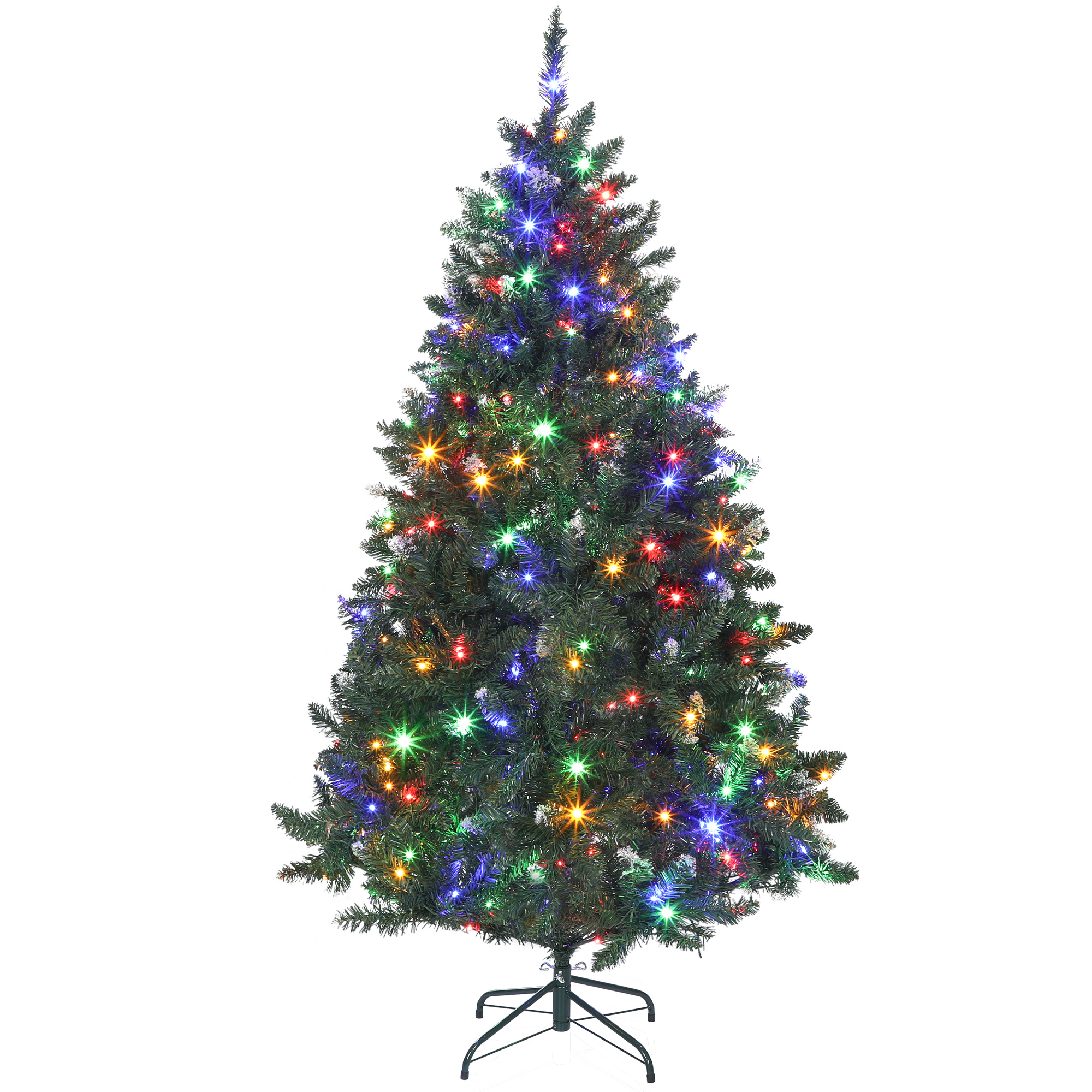 180 Cm Hoher Weihnachtsbaum Mit Led-beleuchtung, 9 Beleuchtungsmodi, 802 Zweigen Und Künstlichem Grünen Schnee