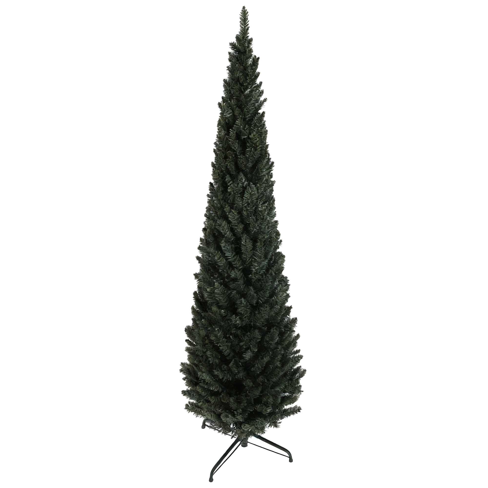 Schlanker Weihnachtsbaum, 225 Cm Hoch, Platzsparend, Mit 538 Zweigen Und Einem Stahlfuß Für Den Innenbereich, Grün.