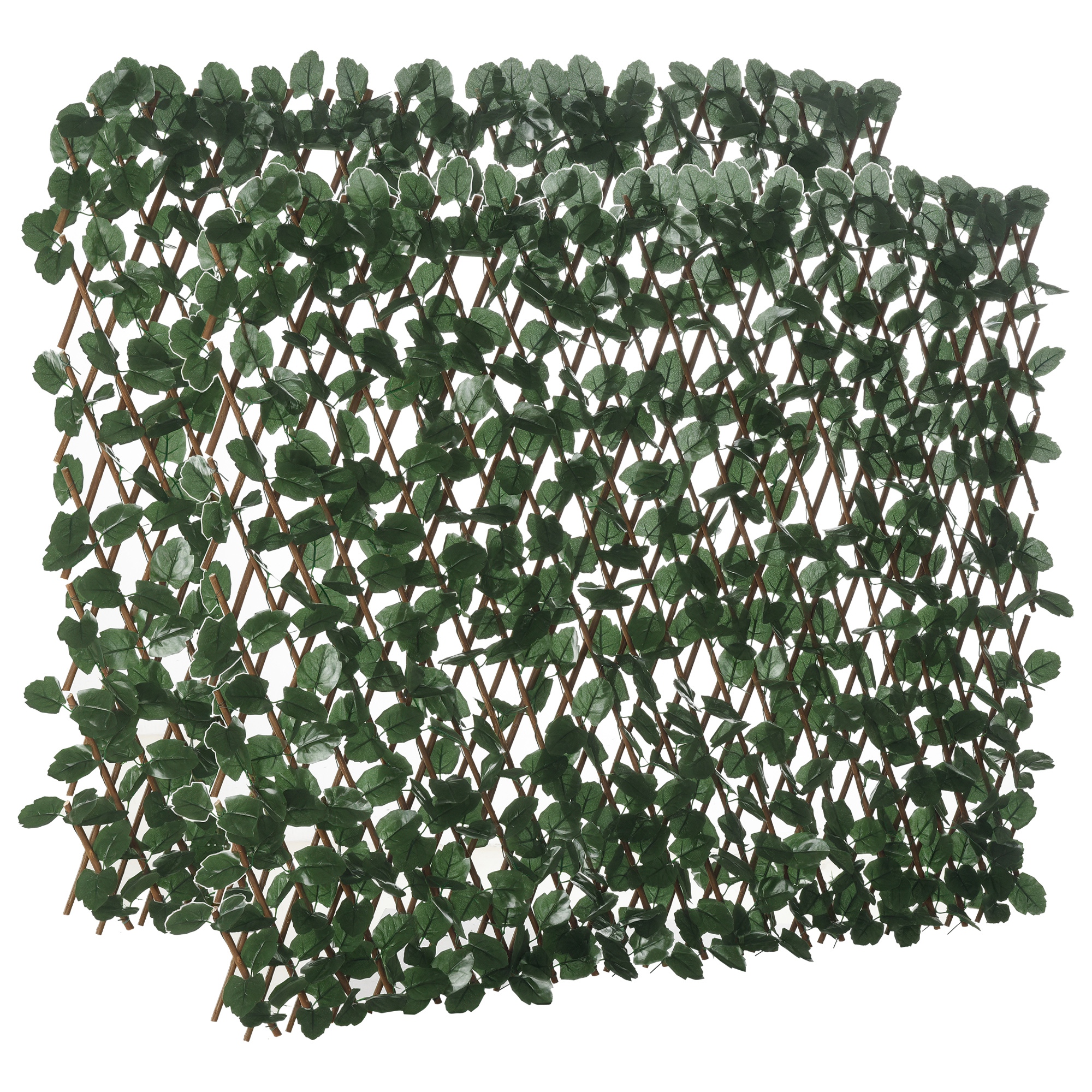 Ausziehbares, Zweiteiliges Rankgitter Mit Laub, 295 X 70 Cm, Künstliche Grüne Weidenhecke Für Garten Oder Balkon