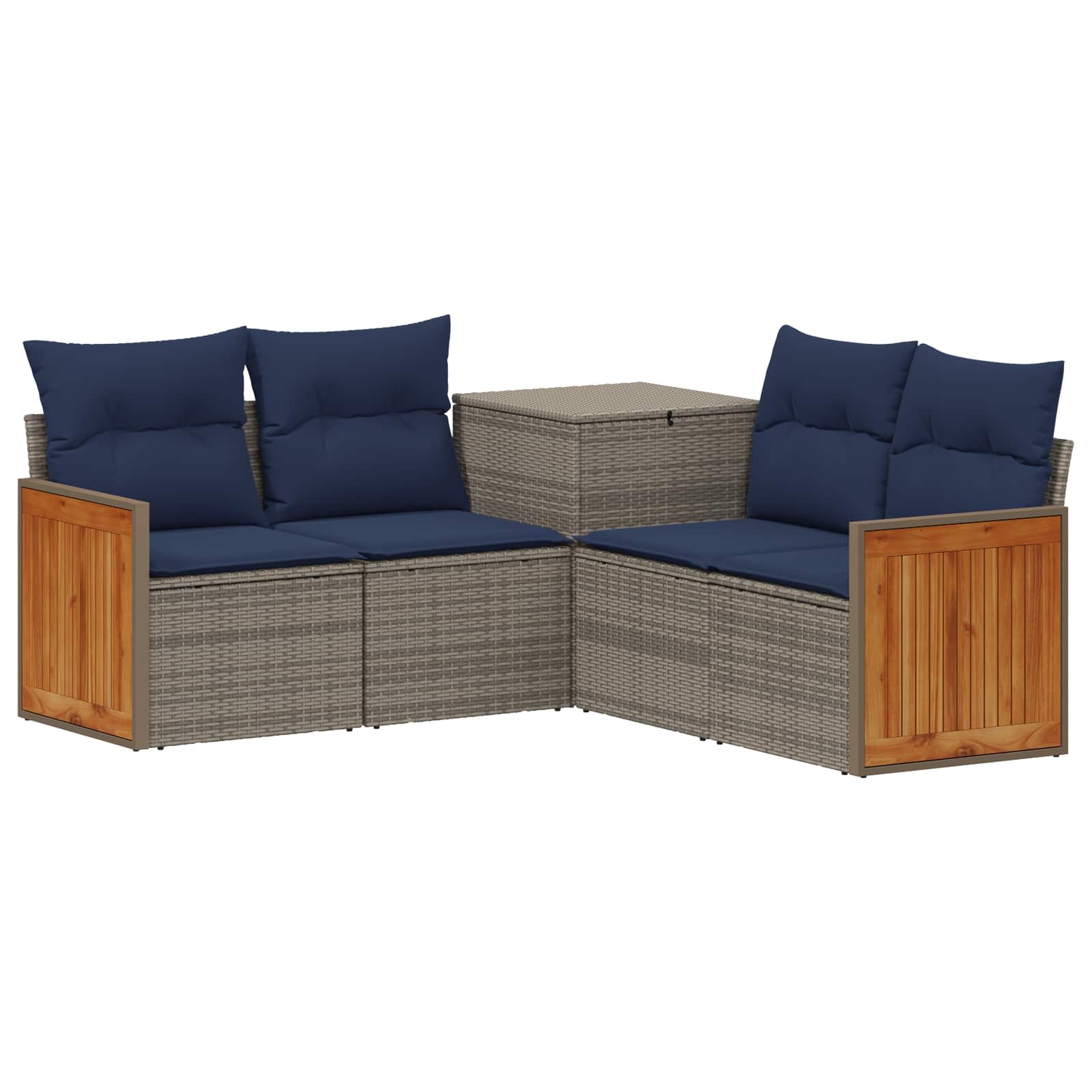 Sofa Set 5 Stk. Grau Und Marineblau 176 X 176 X 85 Cm Vidaxl