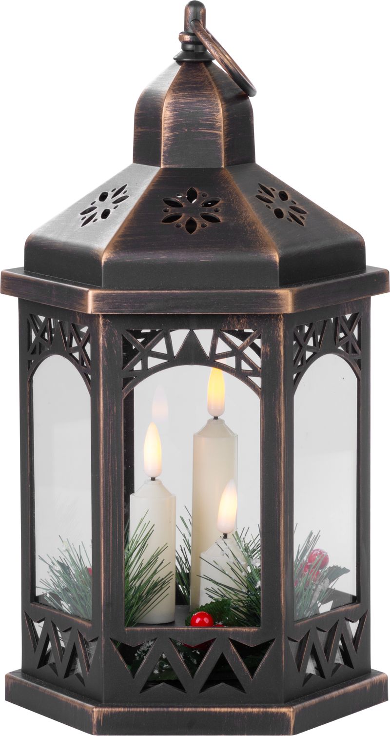 Laterne Magichome Weihnachten Marokko, Led Warmweiß, Kerzen, Schwarz, 3xaaa, Kunststoff, Timer, 18x15x32 Cm