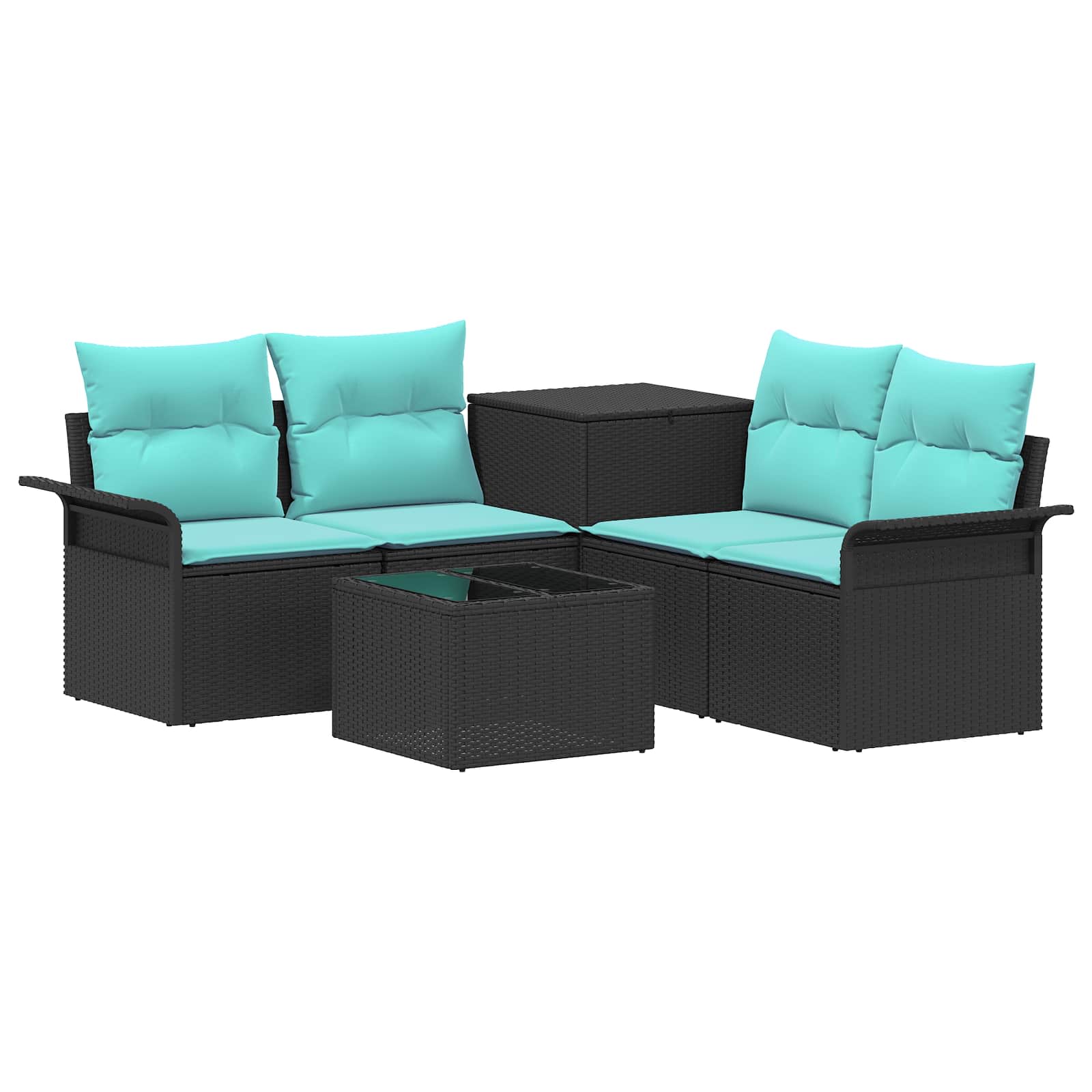 Maison Exclusive - Sofa Set 6 Stk. 4-sitzer Schwarz Und Blau Poly
