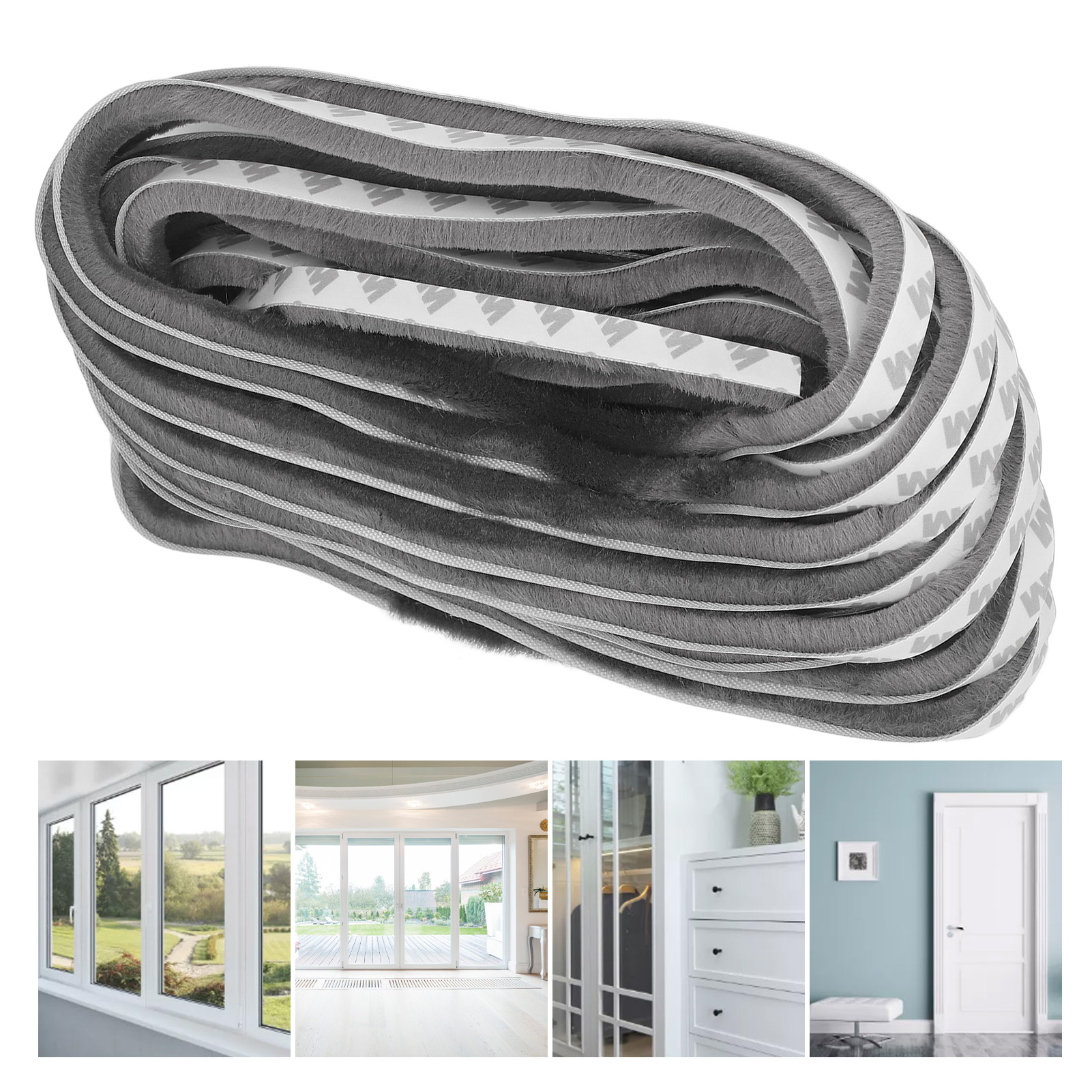 Schiebefensterdichtung, Selbstklebende Tür- Und Fensterdichtung Aus Aluminiumlegierung, Wasserdichte Silikondichtung, Grau, 9 X 9 Mm