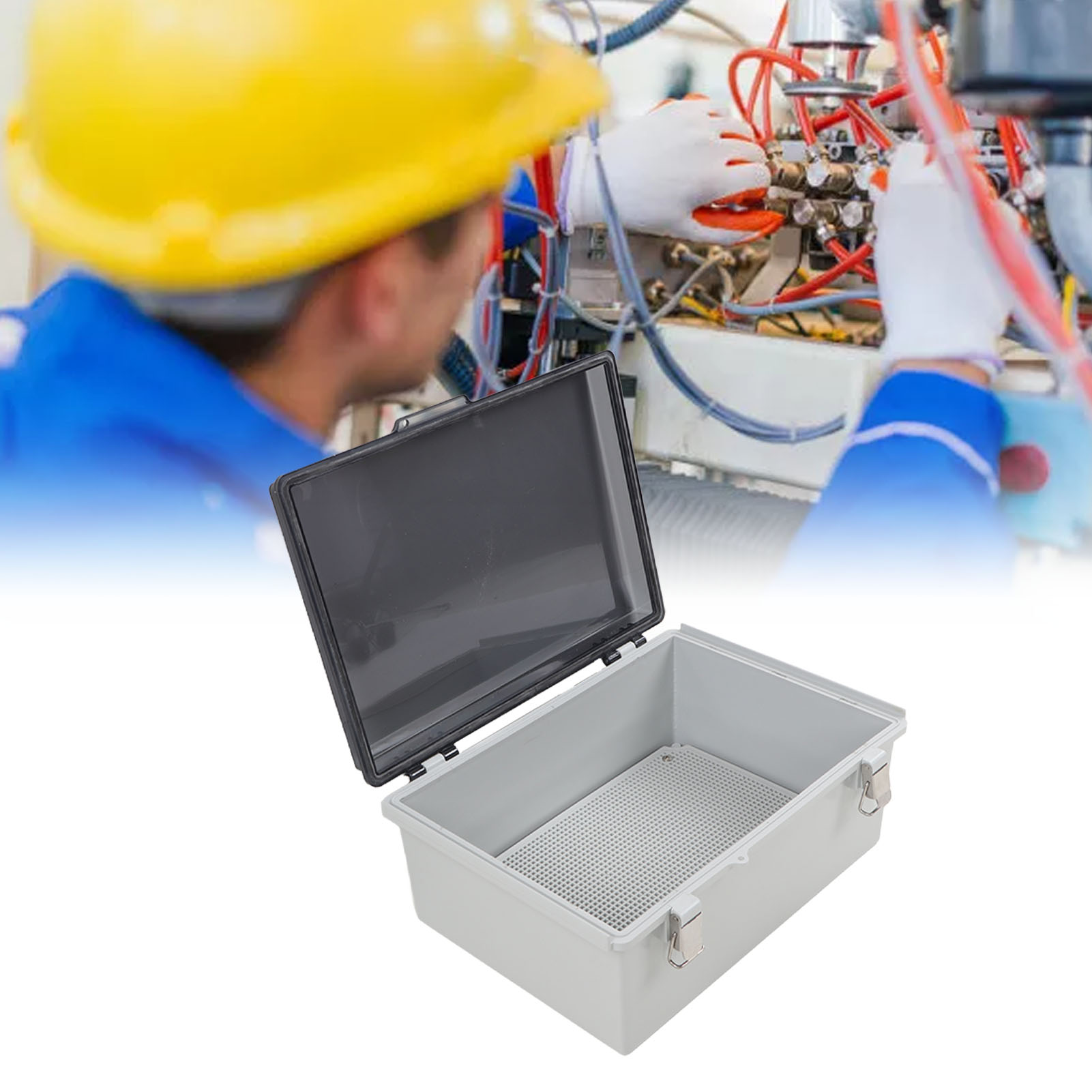 13,8 × 9,8 × 5,9 Zoll Große Außenanschlussdose, Wasserdichte Elektrobox Aus Abs-kunststoff, Graue Box Mit Transparentem Deckel.