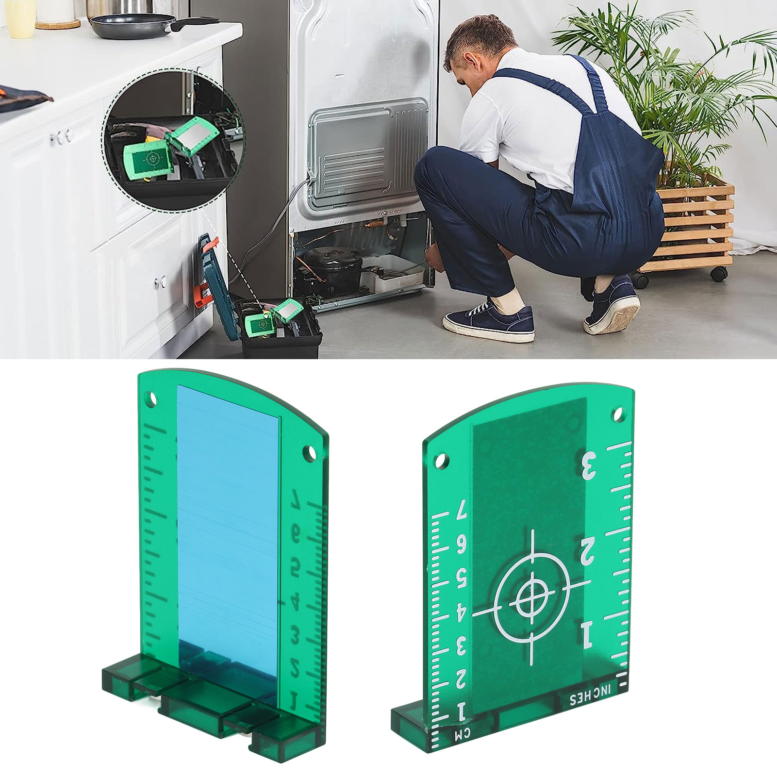 Zwei Laser-nivelliergeräte, Magnetische Zielmarken, Infrarot-zielreflektoren Mit Magneten Zur Verbesserung Der Sichtbarkeit.