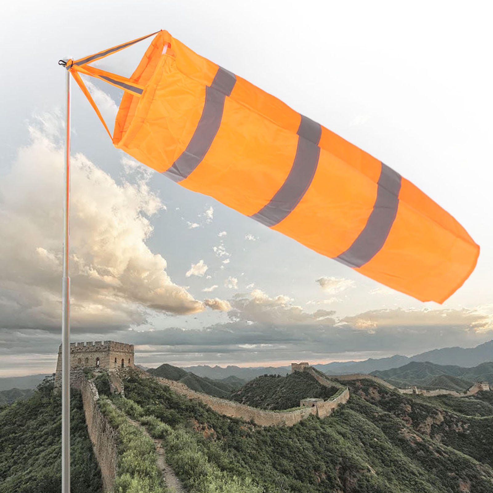 Orangefarbener 80-cm-windrichtungsmessbeutel, Windfahne, Windfahne, Reißfester Polyesterbeutel, Ideal Für Den Außenbereich, Flughäfen, Bauernhöfe Und Parks, Reflektierend