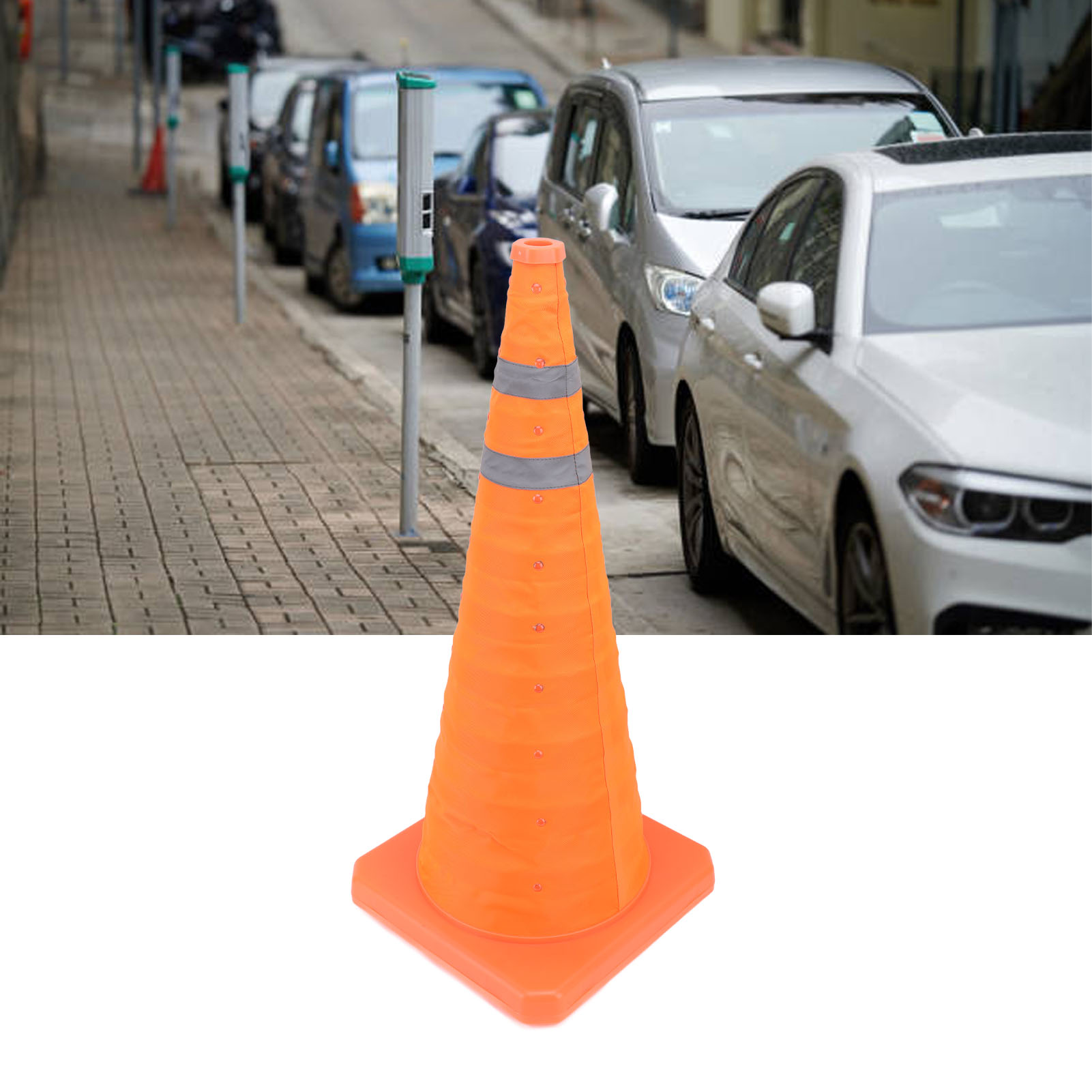 Teleskop-verkehrskegel Mit Doppeltem Reflektorband 703030cm Für Nachtsicht, Zum Aufstellen Und Signalisieren Eines Straßenhindernisses.