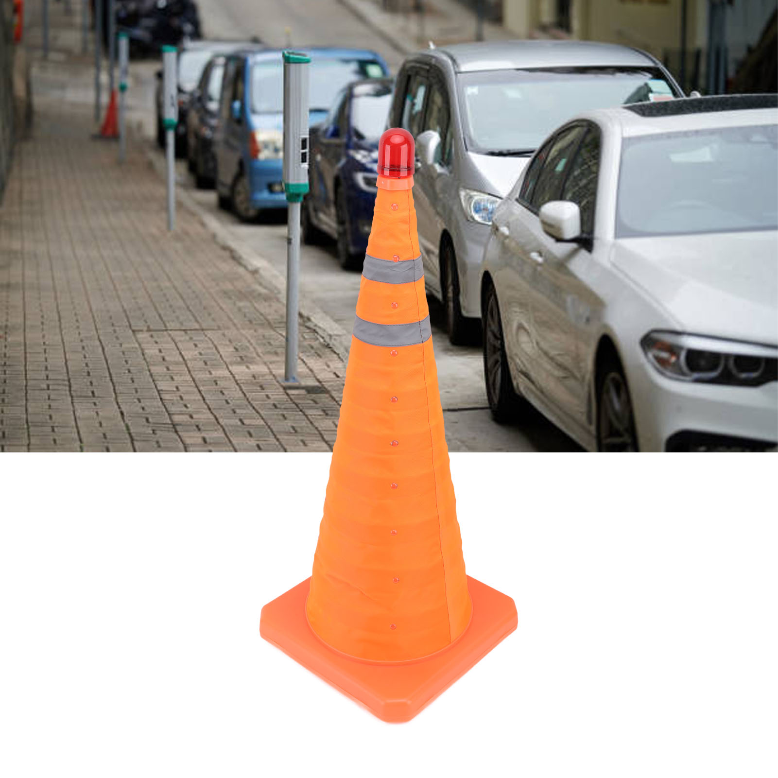 Ampeltyp, 703030 Cm, Doppelter Reflexstreifen, Teleskopierbare Sicherheitsbarriere Mit Nachtsichtfunktion, Einziehbarer Verkehrskegel.