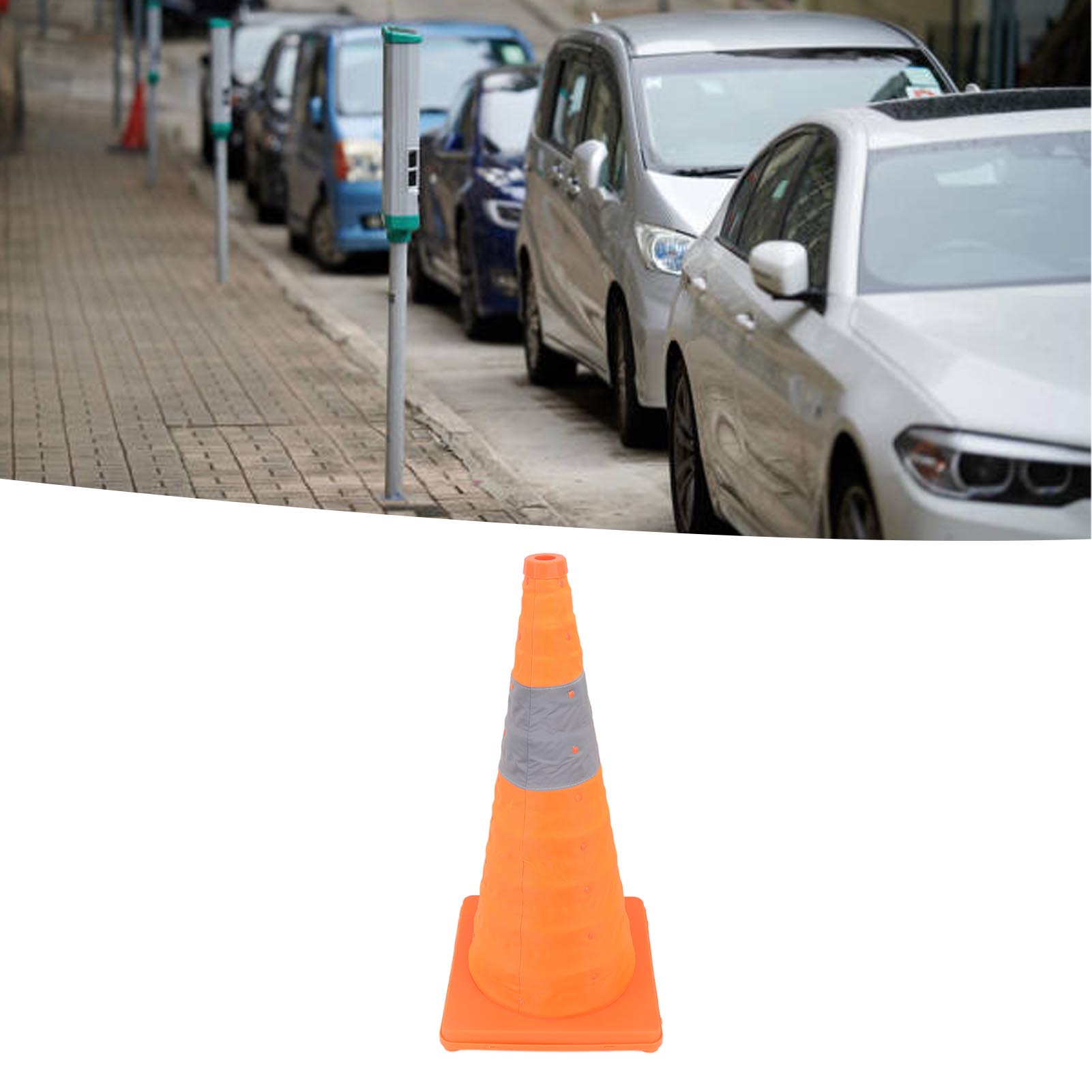 Reflektierender, Teleskopierbarer Sicherheitskegel Für Straßenbegrenzungen, Nachtsicht, Heben Und Anheben