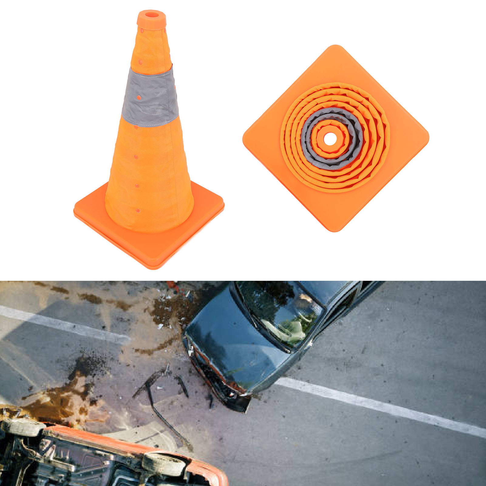 Reflektierender, Teleskopierbarer Verkehrskegel Für Nachtsicht, 45 X 24,5 X 24,5 Cm