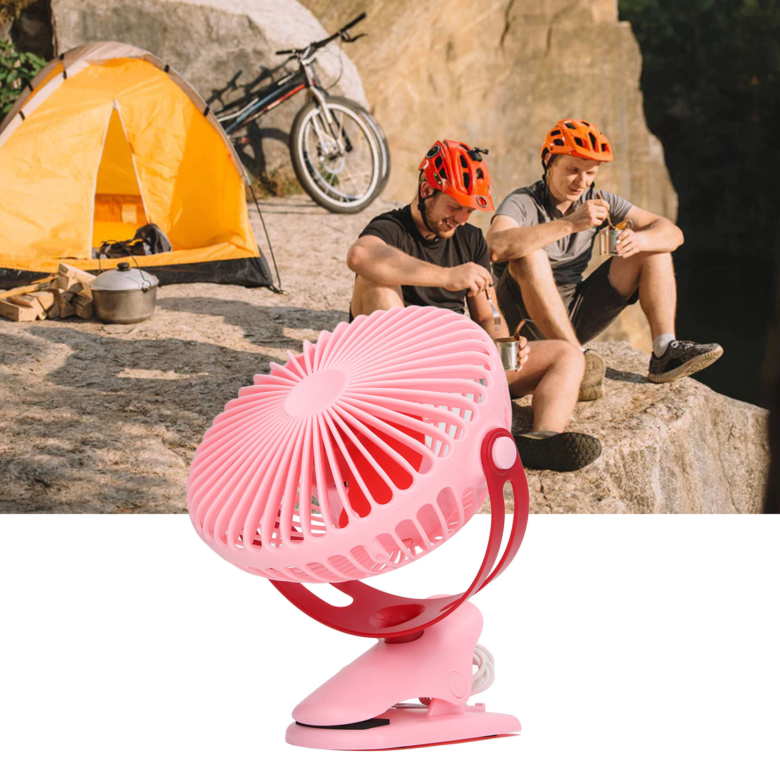 Tragbarer Usb-clipventilator Mit Mehrfacher Drehwinkelverstellung (rosa)