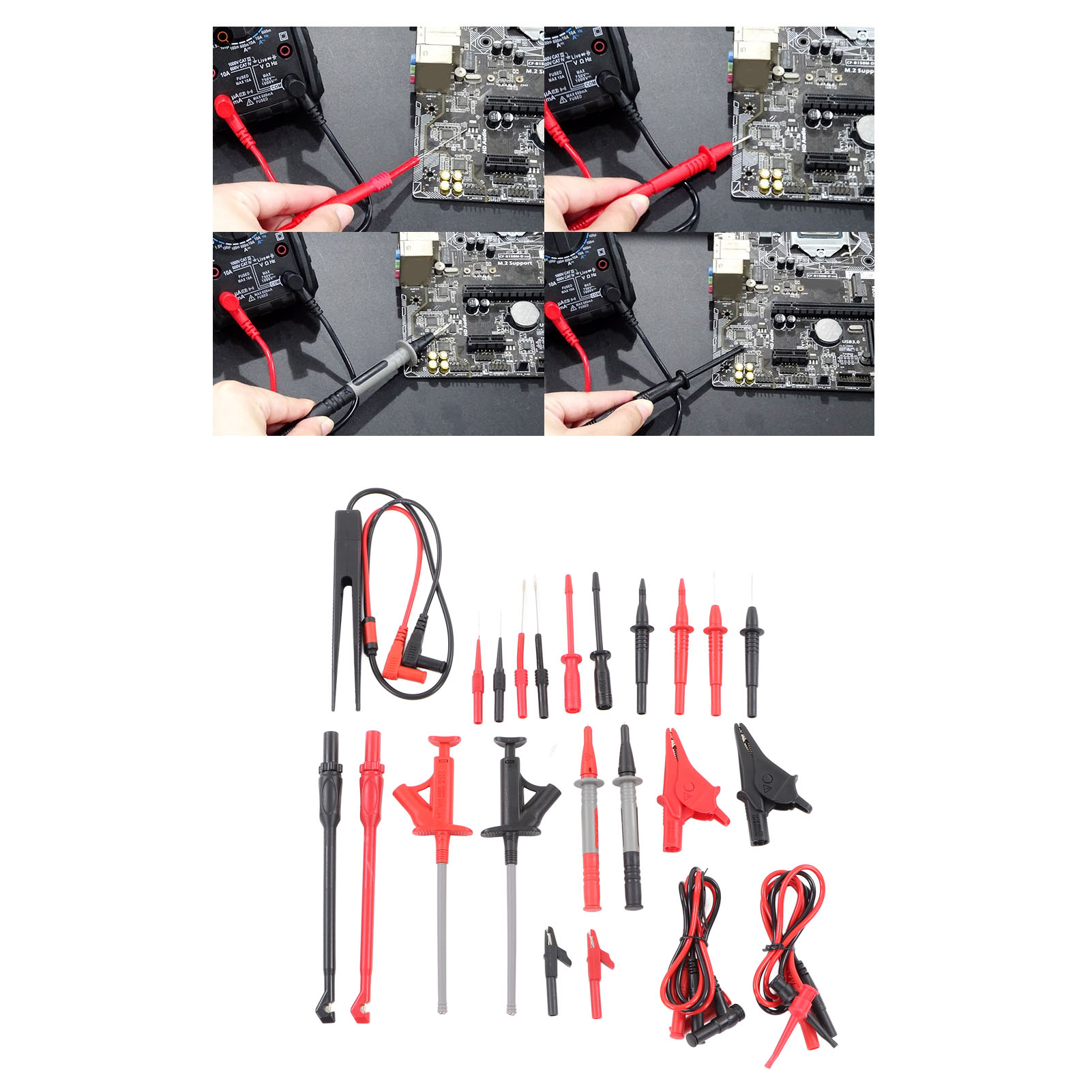 25-teiliges Multimeter-messleitungsset Mit Austauschbarem Präzisionsmessspitzensatz Und Krokodilklemmen-messspitzen/haken, Üblicherweise Verwendet Für Digitale Elektrische Prüfungen.