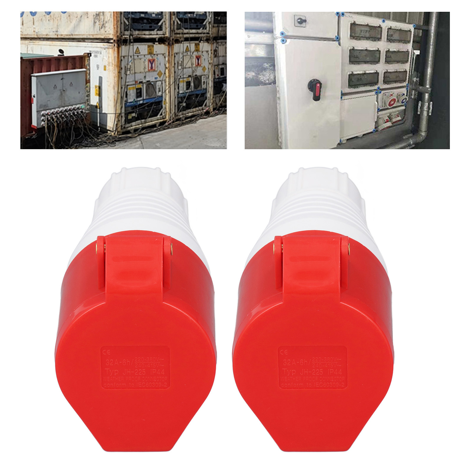 Packung Mit 2 Industriellen 5-poligen 32-a-ip44-wasserdichten Steckverbindern, 220–380 V/240–415 V