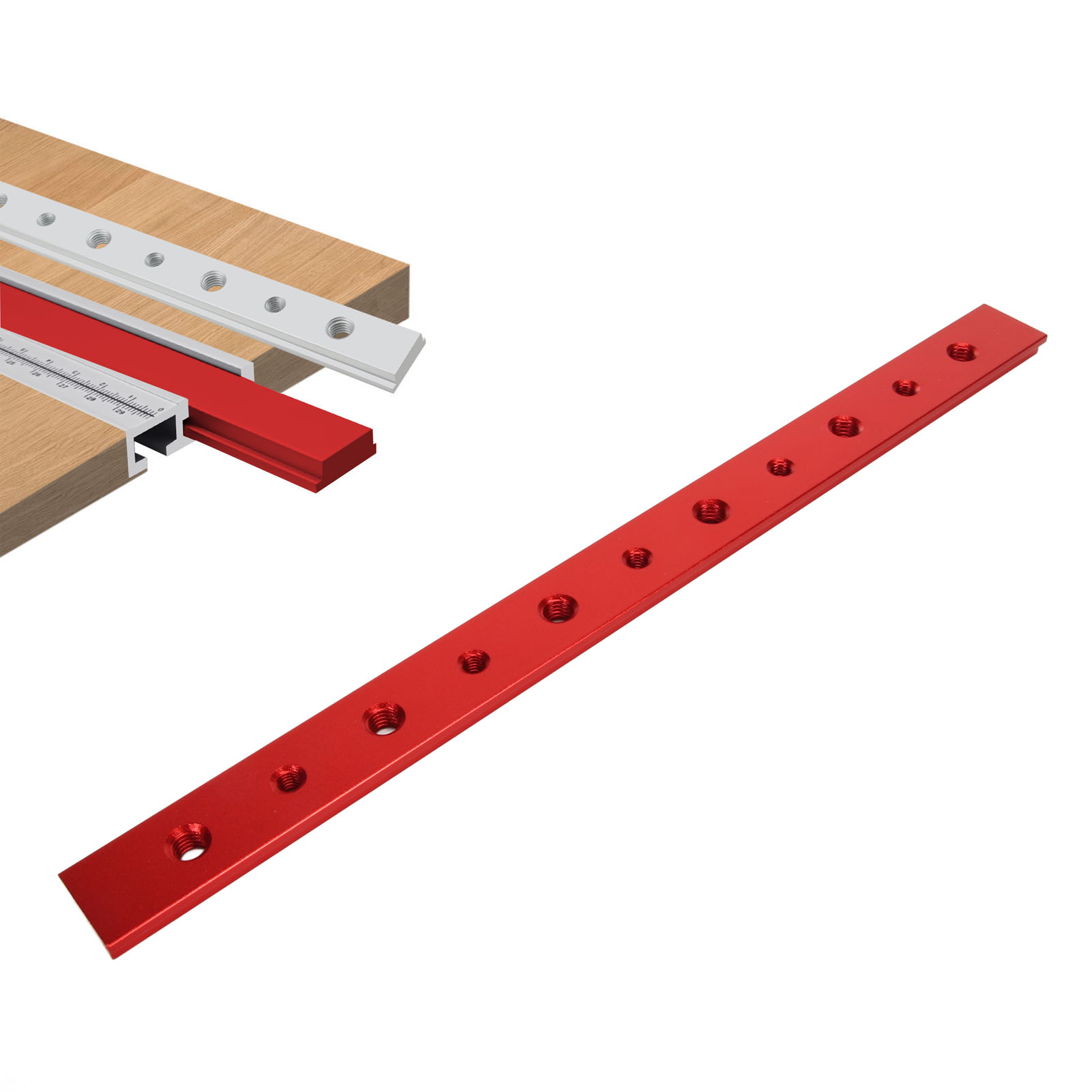 300 Mm Perforierte Gleitschiene Aus Aluminiumlegierung Für Die Holzbearbeitung, Ersatzteil Für Graviersägetische Oder Kreissägewerkbänke, Rot