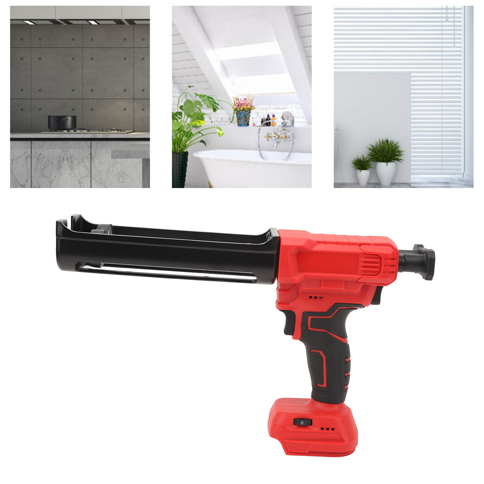 Akkubetriebene Elektrische Fugenpistole, 6 Geschwindigkeiten, 18 V Gleichstrom, Doppelrohr-fugenpistolen-set, Manuelle Fugenpistole, 800 N Maximale Schubkraft, Elektrische Fliesenreparaturmaschine Mit