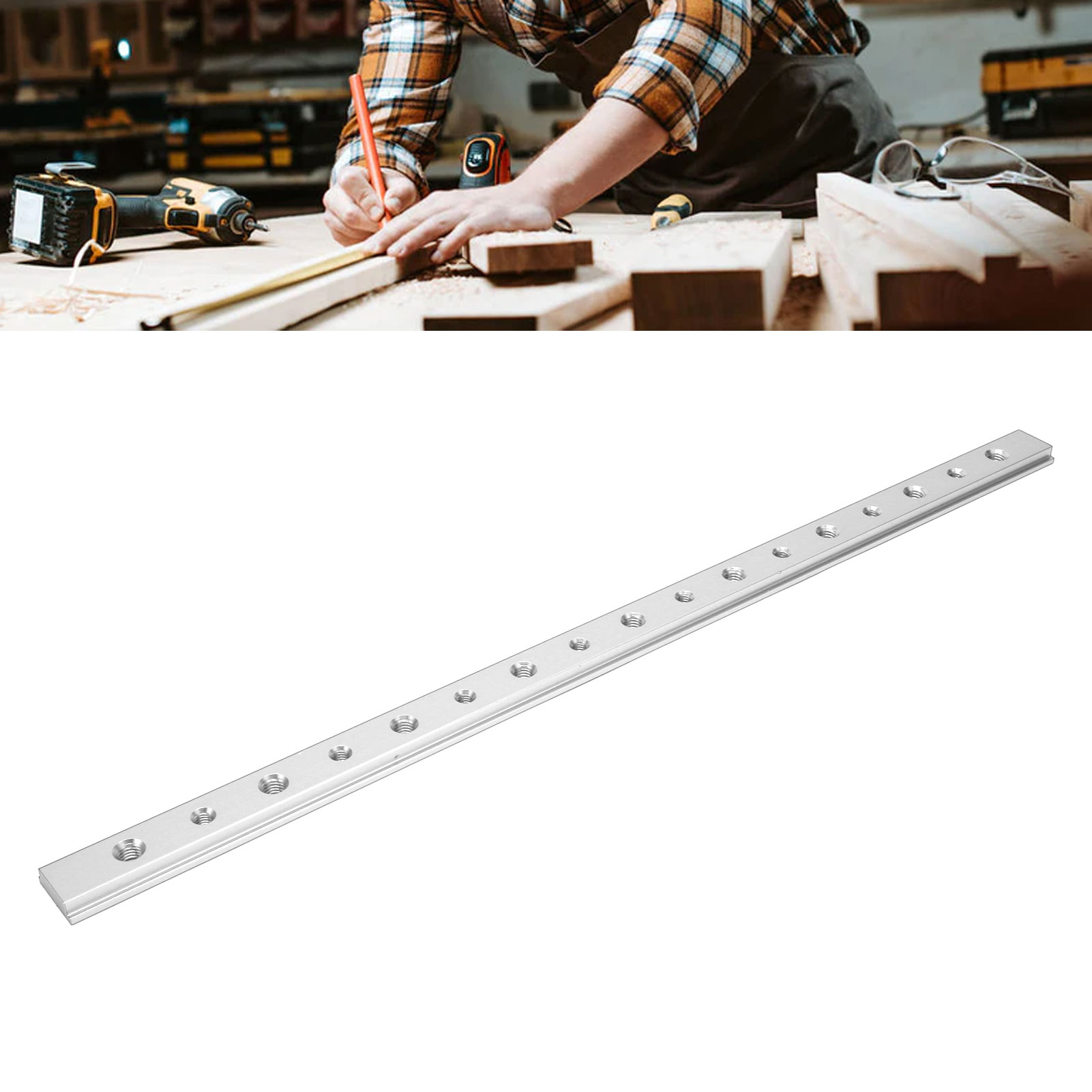 450 Mm Perforierter T-gleitblock Für Die Holzbearbeitung, 30/45 Typ Gleitnut, Universeller Gleitblock Aus Aluminiumlegierung, Umgekehrte Schiebetischkreissäge, Silberfarben, Selbstmontage.