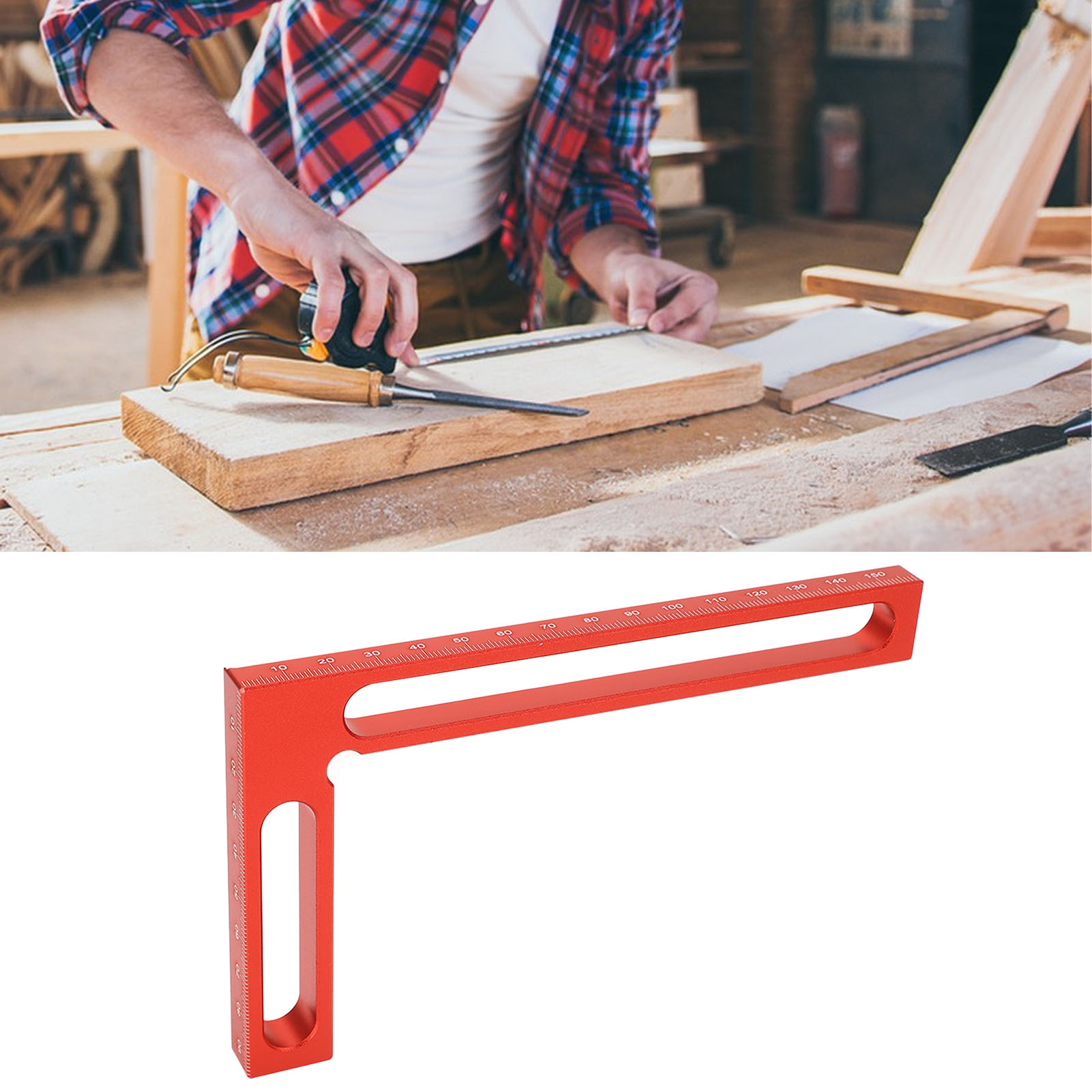 Rechtwinkliger Lineal Für Die Holzbearbeitung, 90°-lineal Aus Aluminiumlegierung, Höhenmesser, Mess- Und Anreißlehre, 160 Mm.