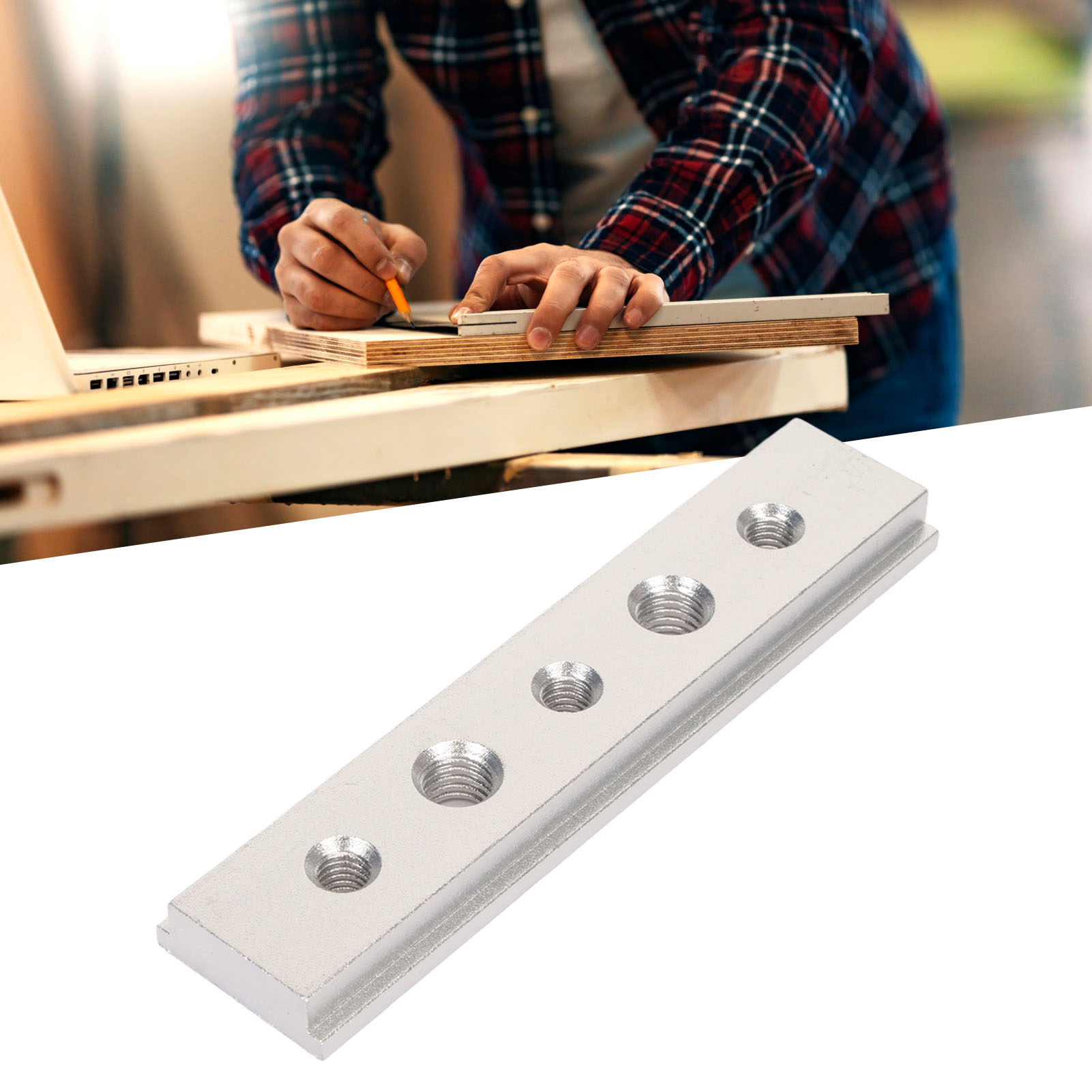 100-mm-führungsschiene Für Die Holzbearbeitung, Mit Löchern, Aus Aluminiumlegierung, Für Tischkreissäge, Elektrosäge, Werkbank, Heimwerkerprojekte, Silberfarben