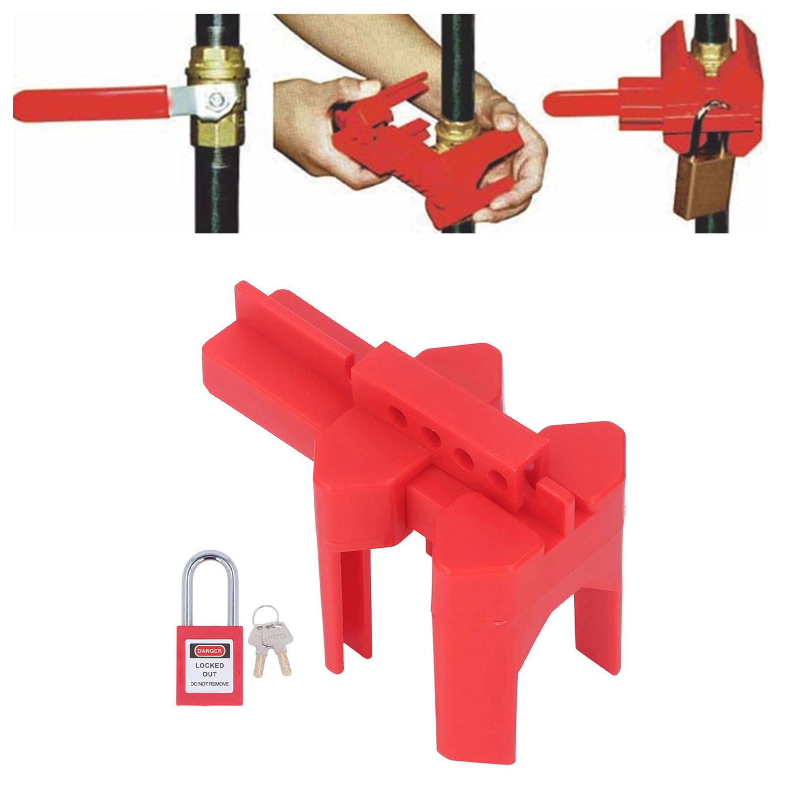 Verstellbares Kugelhahn-verriegelungsset Dn8-dn50 + 38 Mm Sicherheitsverriegelung