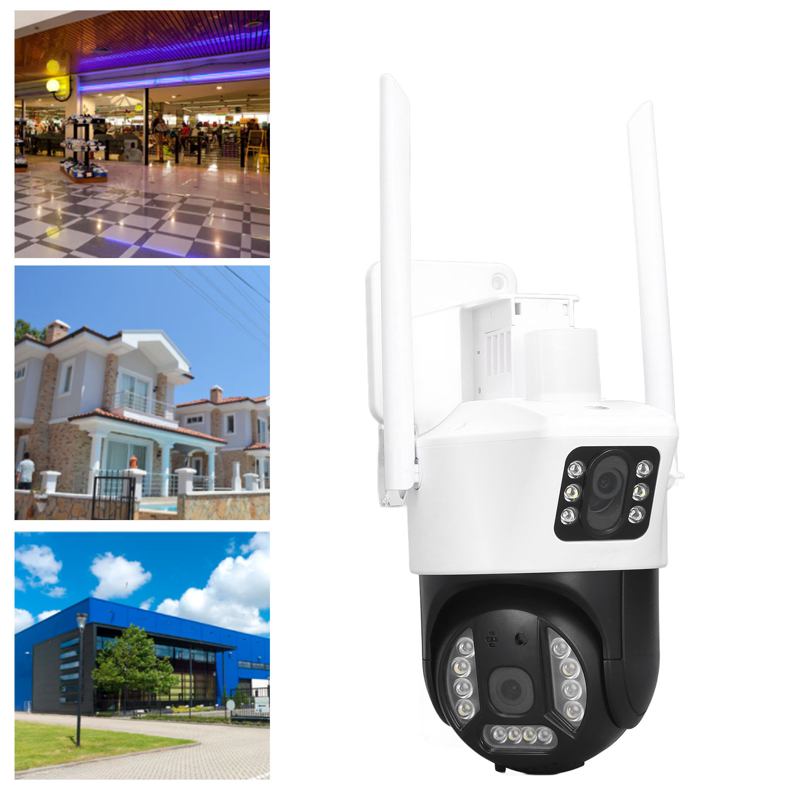 2-kanal 3mp Outdoor-wlan-kamera Mit Digitalem Schwenk- Und Neigezoom, Automatischer Verfolgung, Zwei-wege-audio, Alexa, Farbnachtsicht Und Geräusch-bewegungserkennung.