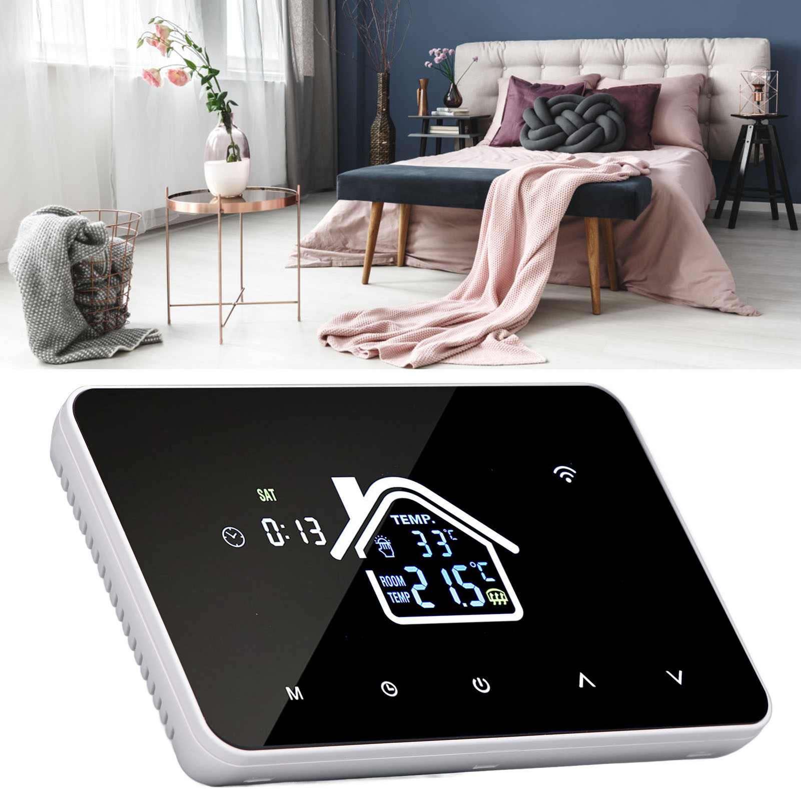 Programmierbarer 16a Smart-thermostat Für Elektrische Fußbodenheizung Mit 4,3-zoll-touchscreen (wi-fi Ac230v-version).