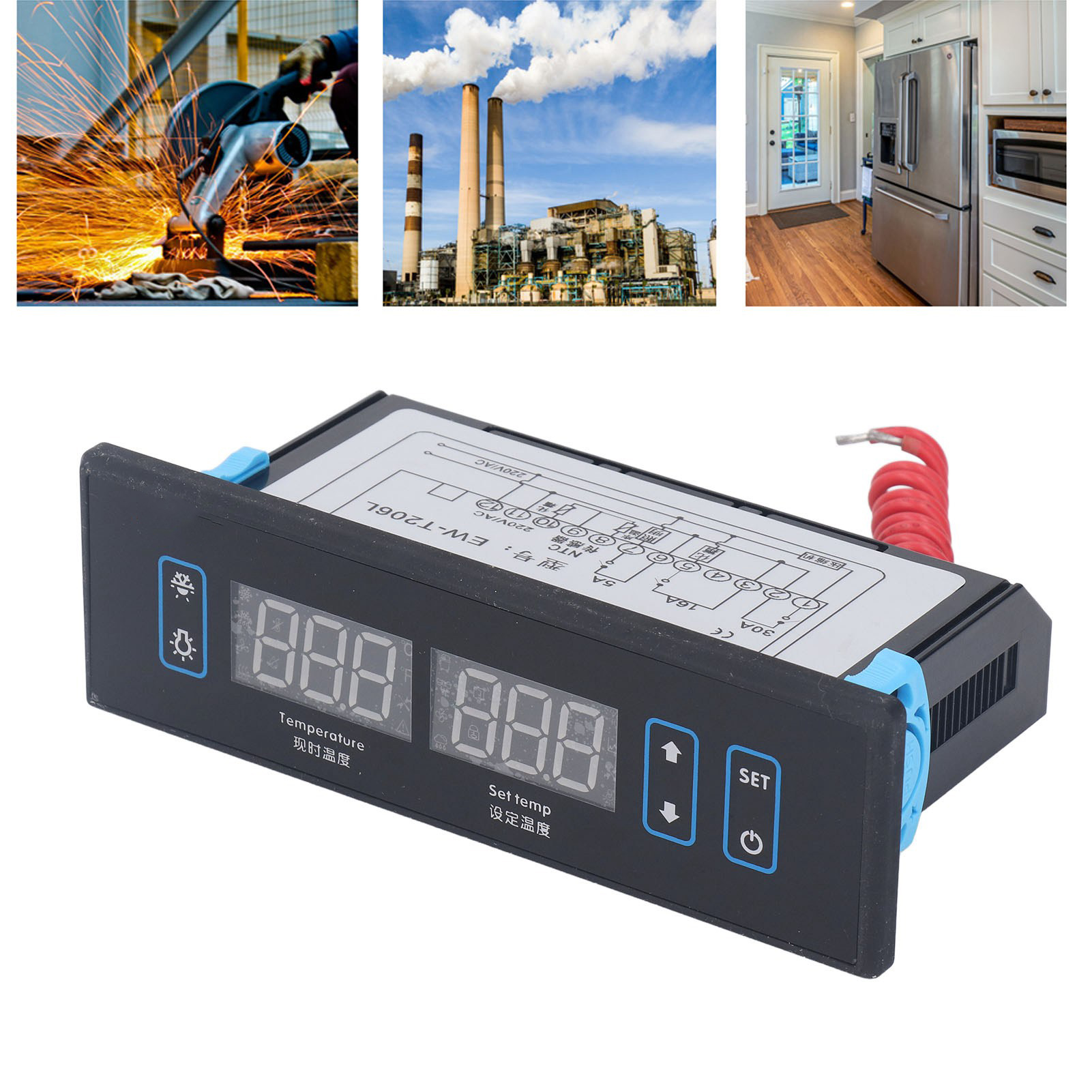 Ew-t206l Digitaler Pid-temperaturregler Mit Thermostat, Ac220v Sensor: Thermoelement + Kühlkörper Und Halbleiterrelais