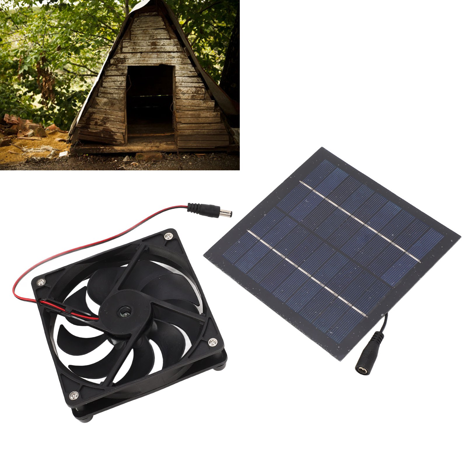 50-w-tragbarer Solarventilator Für Tierzwinger – Belüftung Und Kühlung Im Freien