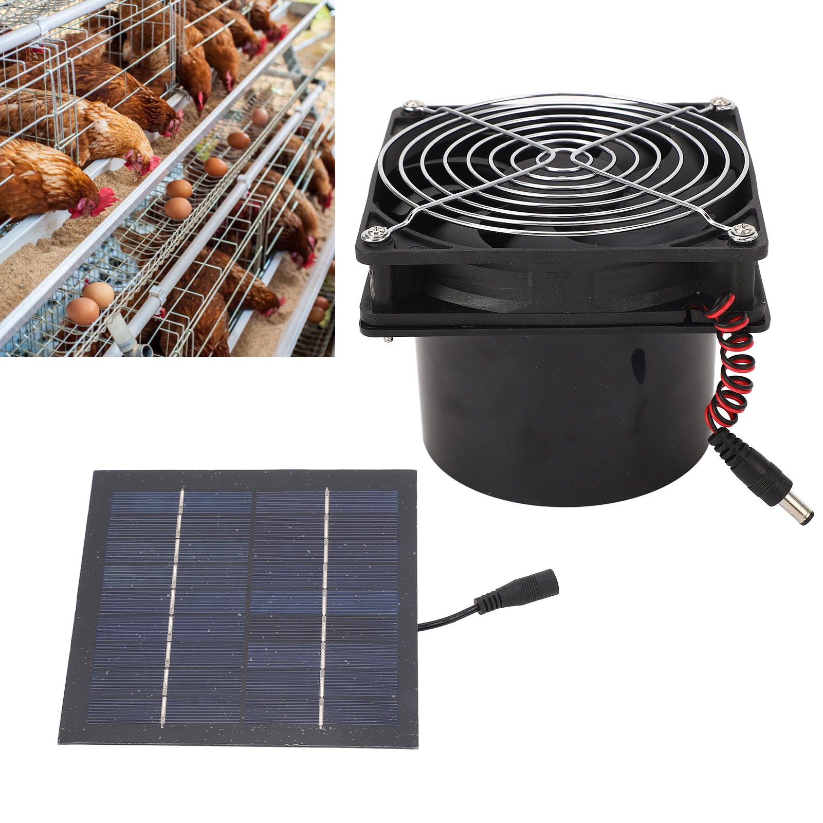 50w Tragbarer Solarventilator Zur Belüftung Und Kühlung Von Tierzwingern, Belüftung Und Kühlung Im Freien (5-12v)
