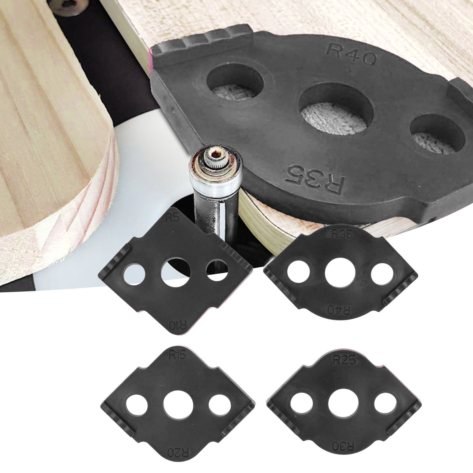 Set Mit 4 Halbrunden Eckpositionierern Für Die Holzbearbeitung (schwarz)