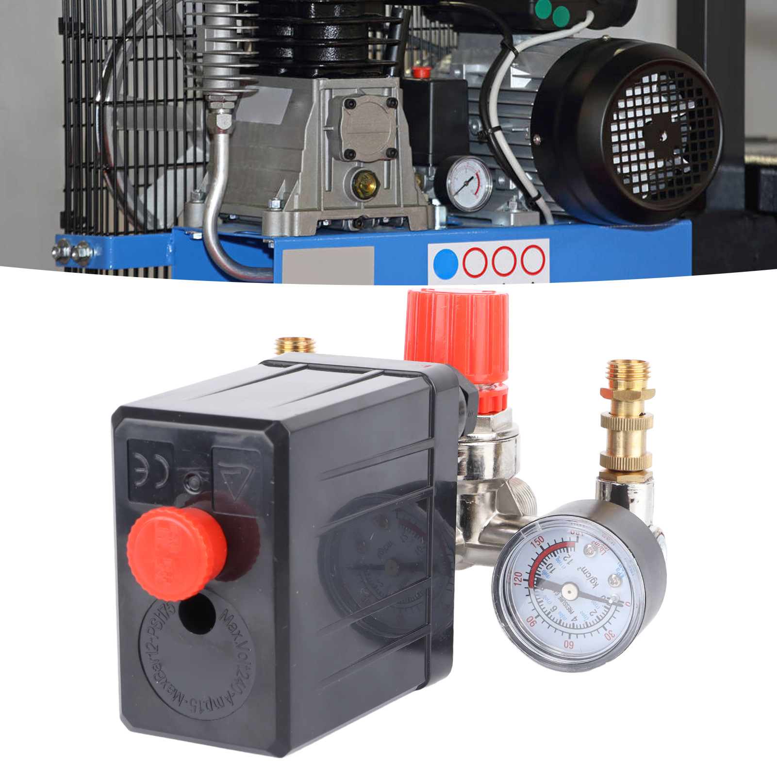 Bama-luftkompressorhalterung, Druckregelventilbaugruppe, Druckregelschalter, Luftpumpenzubehör, Automatischer Druckschalter, 220-v-luftauslassbaugruppe